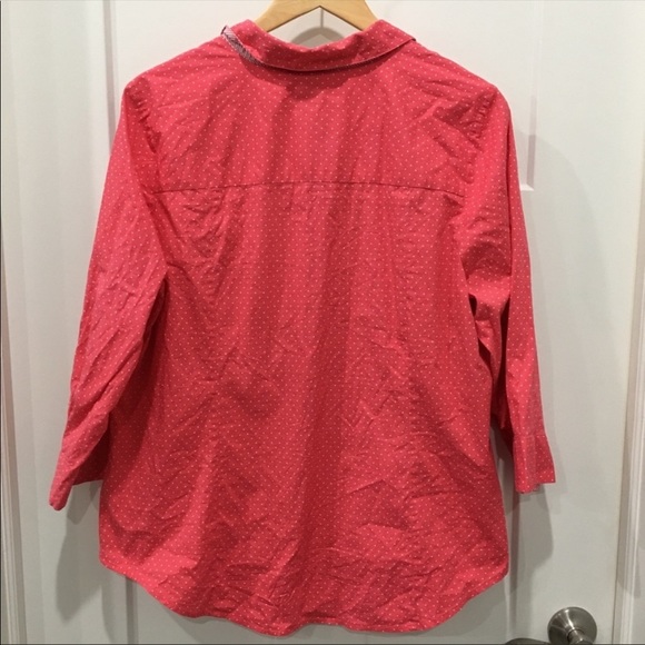 LANE Bryant polka dot button down top size 20 coral white - Picture 7 of 7
